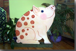 Hand painted ply wood pets. A pig
